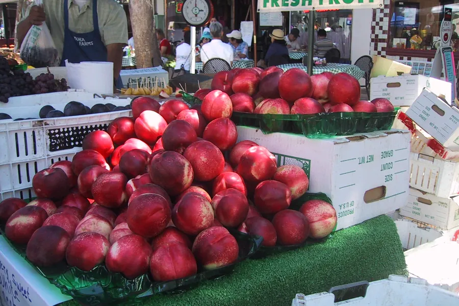 Fresh stone fruit at a market